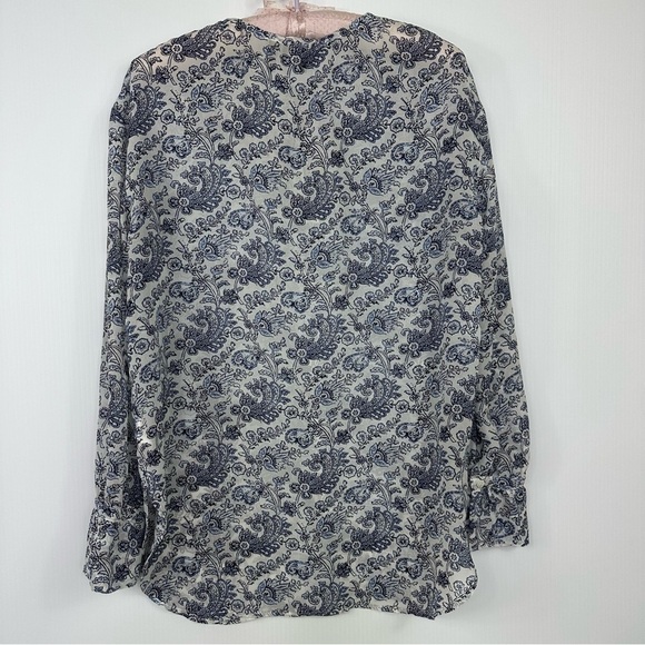 Theory Blouse Sz S  Alrik Avery Silk Peasant Blouse Chiffon Long Sleeve - Picture 3 of 12